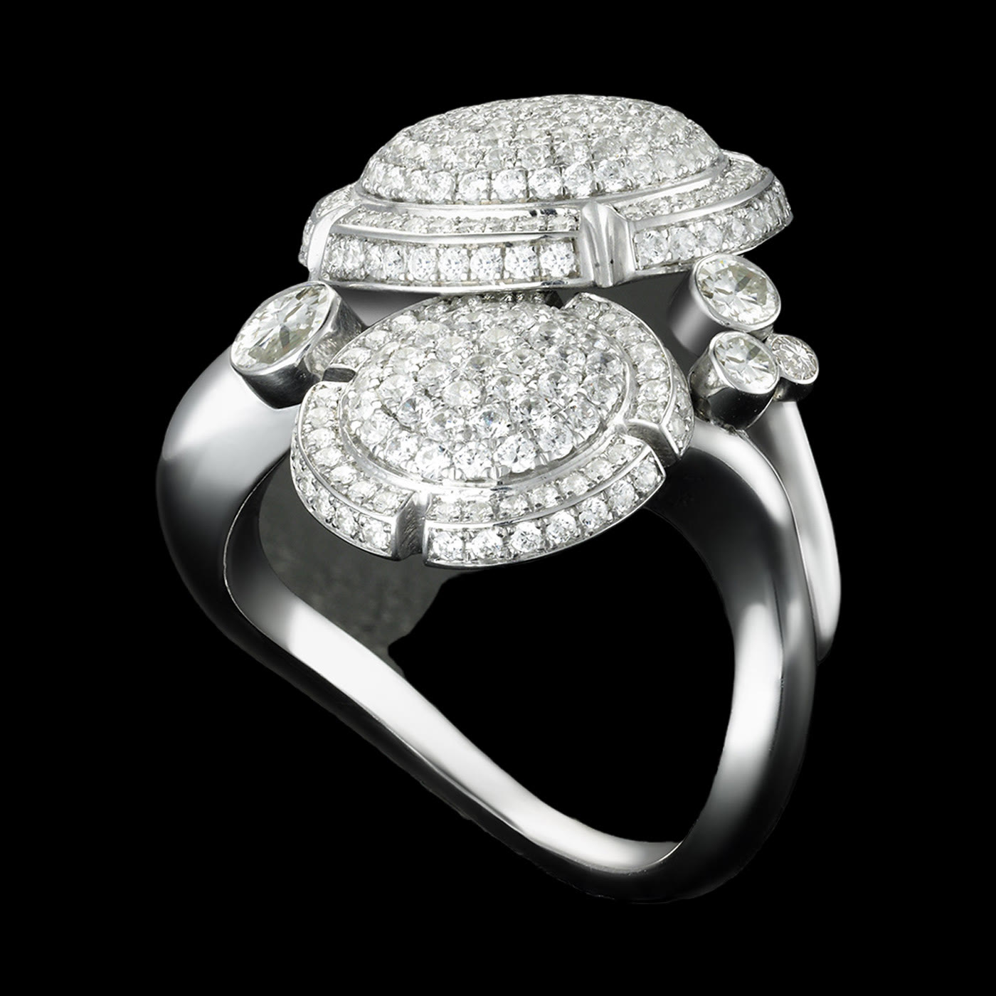 Bague TOI et MOI, or gris, pavé de diamants