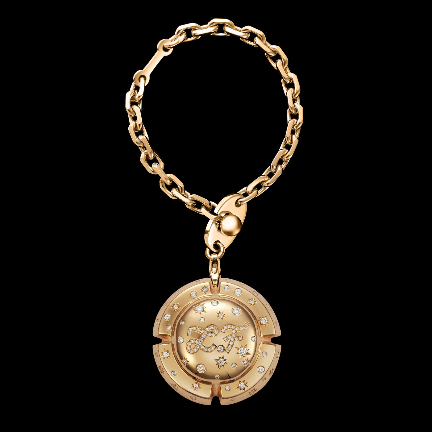 Porte-clef Festif or et diamants